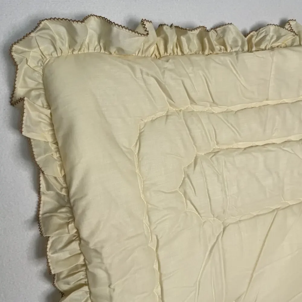 Vintage 1960s The Quiltex Co Satin Baby Crib Comforter Teddy Bear Ruffle 34x42